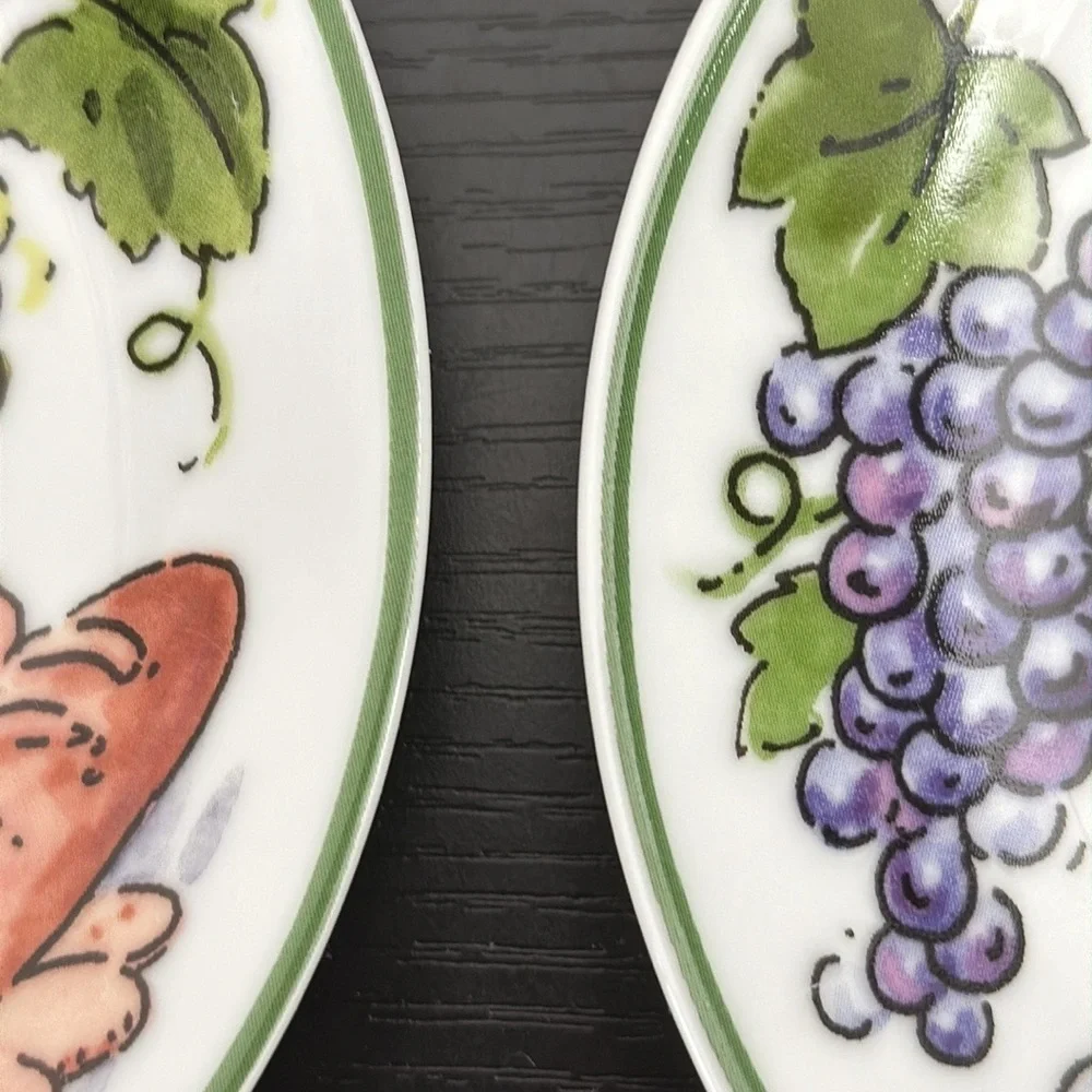 3 Porcelain Vintage Appetizer Wine Plates